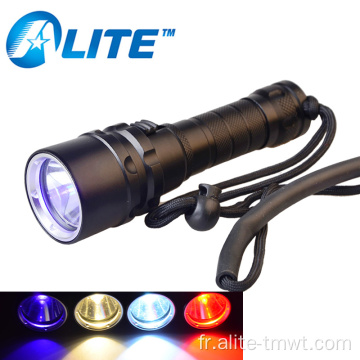 Tourche de lampe de poche de plongée LED LED sous-marine UV sous-marine